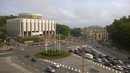 Der Blick aus dem Hotelfenster auf den Europäischen Platz in Kiew